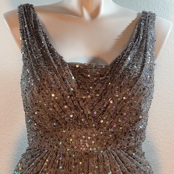 Teri Jon By Rickie Freeman Sequin Gown hand beaded 12 - Picture 8 of 14
